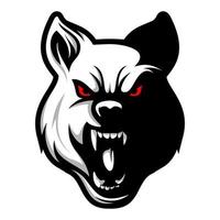 tête de loup en colère aux yeux rouges illustration logo vector design