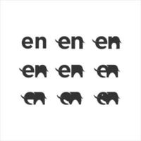 les lettres e et n et l'éléphant vecteur