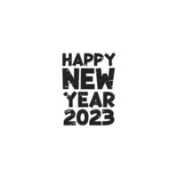 bonne année 2023 illustration vectorielle avec logo de typographie. carte de voeux, bannière, affiche. fond de modèle de nouvel an vecteur