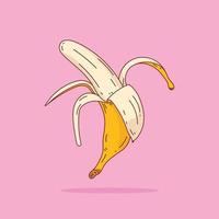 illustration d'art clip vectoriel banane. banane de dessin au trait de style dessin animé plat pour la page de destination web, la bannière, l'autocollant, l'icône