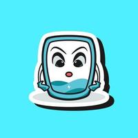 mignon adorable dessin animé heureux amusant robot téléphone intelligent android illustration pour autocollant icône mascotte logo vecteur