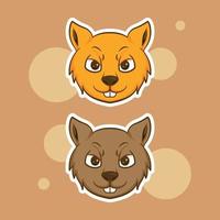 mignon adorable dessin animé brun orange écureuil visage illustration pour autocollant icône mascotte et logo vecteur