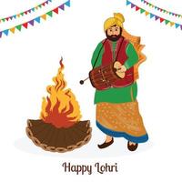 happy lohri festival du punjab inde fond vecteur