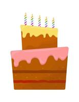 gâteau d'anniversaire avec des bougies. gâteau avec glaçage vecteur