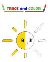 tracer et colorer le soleil. une feuille de formation pour les enfants d'âge préscolaire.tâches éducatives pour les enfants. livre de coloriage soleil. vecteur