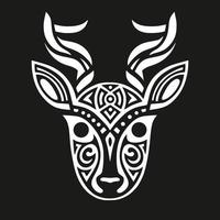 tête de cerf, polynésien, style tribal. superbe design pour la broderie, les tatouages, les t-shirts. vecteur