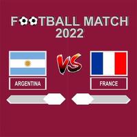 argentine vs france coupe de football 2022 vecteur de fond de modèle rouge pour le calendrier ou le match de résultat