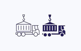 icône d'illustration de camion conteneur de fret vecteur