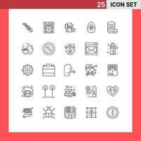 ligne d'interface mobile ensemble de 25 pictogrammes d'hébergement de la marque d'oeufs de pâques éléments de conception vectoriels modifiables d'identité de pâques vecteur
