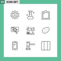 9 contours vectoriels thématiques et symboles modifiables d'éléments de conception vectoriels modifiables d'analyse de données de mobilier d'information Web vecteur