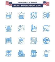 joyeux jour de l'indépendance pack de 16 signes et symboles de blues pour la fête à la maison ballons de la journée américaine modifiables éléments de conception vectorielle de la journée des états-unis vecteur