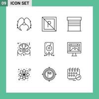 pack d'icônes vectorielles stock de 9 signes et symboles de ligne pour les éléments de conception vectorielle modifiables de la fête des données et de la maison de nuit vecteur