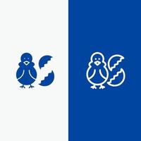 oeuf poulet pâques bébé heureux ligne et glyphe icône solide bannière bleue ligne et glyphe icône solide bannière bleue vecteur