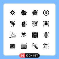 interface mobile glyphe solide ensemble de 16 pictogrammes d'éléments de conception vectoriels modifiables dangereux d'horreur irlandaise de pirate de bain vecteur