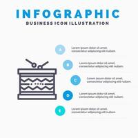 instrument de tambour parade irlandaise st patrick ligne icône avec 5 étapes présentation infographie arrière-plan vecteur