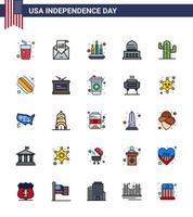 usa independance day plat rempli ligne ensemble de 25 pictogrammes usa des usa usa mail monument bâtiment modifiable usa day vector design elements