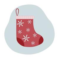 clipart de noël avec une chaussette rouge en style cartoon. illustration vectorielle. vecteur