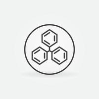 structure de formule hexagonale chimique en icône de contour de chimie de vecteur de cercle