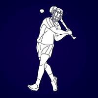 vecteur graphique de dessin animé d'action de joueur de sport de hurling