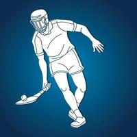 silhouette hurling sport joueur action dessin animé vecteur graphique