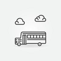 nuages et autobus scolaire contours vector concept icône ou signe
