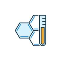 formule hexagonale chimique et icône colorée de chimie de vecteur de tube à essai