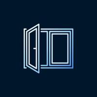 icône bleue ou logo de concept de vecteur linéaire de fenêtre ouverte
