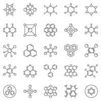 ensemble d'icônes de contour de formule chimique - symboles de vecteur de molécule