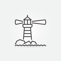 phare sur l'icône de concept de vecteur de falaise dans le style de ligne mince