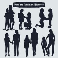 collection de silhouettes de maman et de fille dans différentes poses vecteur