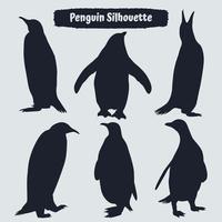 collection de silhouette de pingouin dans différentes poses vecteur