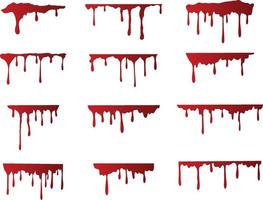 une collection de gouttes de sang pour des compositions et des textures d'œuvres d'art vecteur