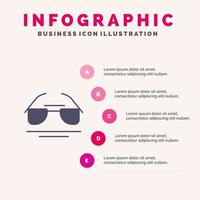 lunettes vue sur les yeux printemps solide icône infographie 5 étapes présentation arrière-plan vecteur