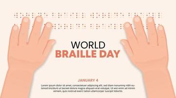 fond de la journée mondiale du braille avec les mains lisant le braille vecteur