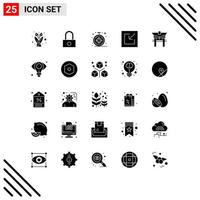 25 pack de glyphes solides de l'interface utilisateur de signes et symboles modernes de l'oeil safari chinois porte de la chine éléments de conception vectoriels modifiables vecteur