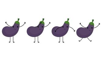 une collection d'illustrations d'aubergines aux visages joyeux vecteur