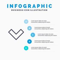 flèche vers le bas icône de ligne arrière avec 5 étapes présentation infographie fond vecteur