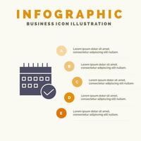 calendrier approuvé calendrier d'affaires plan d'événement planification solide icône infographie 5 étapes présentation arrière-plan vecteur