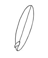 planche de surf de croquis de doodle dessinés à la main de vecteur