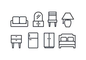 Pack d'icônes de meubles vecteur
