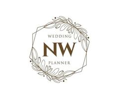 nw initiales lettre mariage monogramme logos collection, modèles minimalistes et floraux modernes dessinés à la main pour cartes d'invitation, réservez la date, identité élégante pour restaurant, boutique, café en image vectorielle vecteur