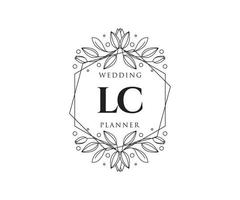 lc initiales lettre collection de logos de monogramme de mariage, modèles minimalistes et floraux modernes dessinés à la main pour cartes d'invitation, réservez la date, identité élégante pour restaurant, boutique, café en image vectorielle vecteur