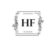 logo féminin hf initial. utilisable pour les logos nature, salon, spa, cosmétique et beauté. élément de modèle de conception de logo vectoriel plat.