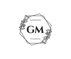 logo féminin gm initial. utilisable pour les logos nature, salon, spa, cosmétique et beauté. élément de modèle de conception de logo vectoriel plat.