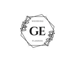logo féminin ge initial. utilisable pour les logos nature, salon, spa, cosmétique et beauté. élément de modèle de conception de logo vectoriel plat.