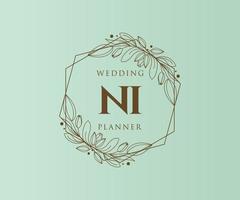 ni initiales lettre mariage monogramme logos collection, modèles minimalistes et floraux modernes dessinés à la main pour cartes d'invitation, réservez la date, identité élégante pour restaurant, boutique, café en image vectorielle vecteur