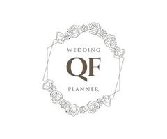 qf initiales lettre mariage monogramme logos collection, modèles minimalistes et floraux modernes dessinés à la main pour cartes d'invitation, réservez la date, identité élégante pour restaurant, boutique, café en image vectorielle vecteur