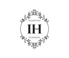 ih initiales lettre collection de logos de monogramme de mariage, modèles minimalistes et floraux modernes dessinés à la main pour cartes d'invitation, réservez la date, identité élégante pour restaurant, boutique, café en image vectorielle vecteur