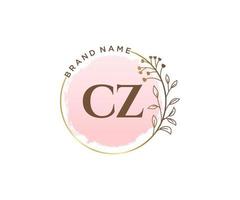 logo féminin cz initial. utilisable pour les logos nature, salon, spa, cosmétique et beauté. élément de modèle de conception de logo vectoriel plat.
