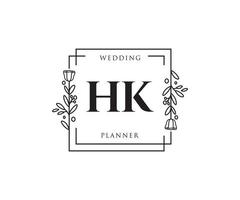 logo féminin hk initial. utilisable pour les logos nature, salon, spa, cosmétique et beauté. élément de modèle de conception de logo vectoriel plat.